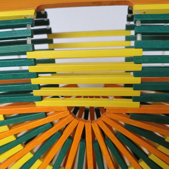 One Mango Fashion Colorful Bamboo Handbag Handmade Weave Beach Bag Tote - Picture 11 of 15